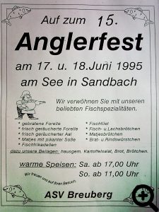 Werbeplakat für das 15. Anglerfest des ASV Breuberg im Juni 1995