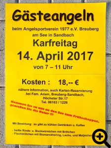 Plakat für das Gästeangeln am 14.04.2017
