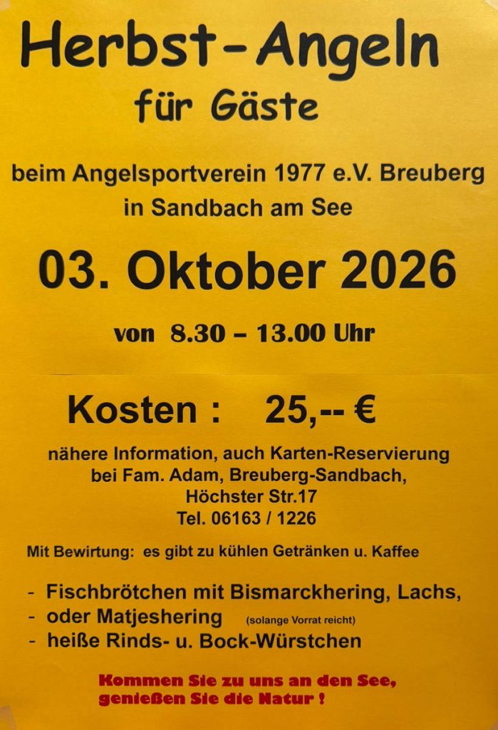 Plakat zum Gästeangeln am 03.10.2026.